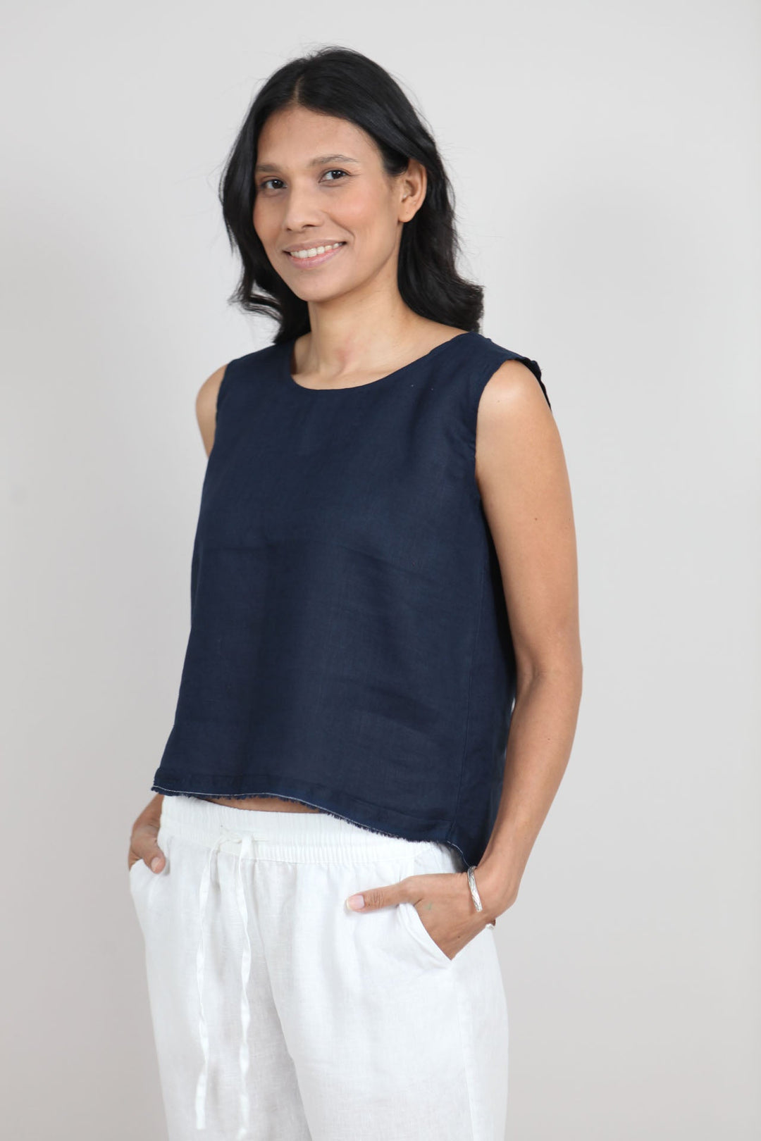 Aimie Linen Top | Linen Back Detail Top — gallery