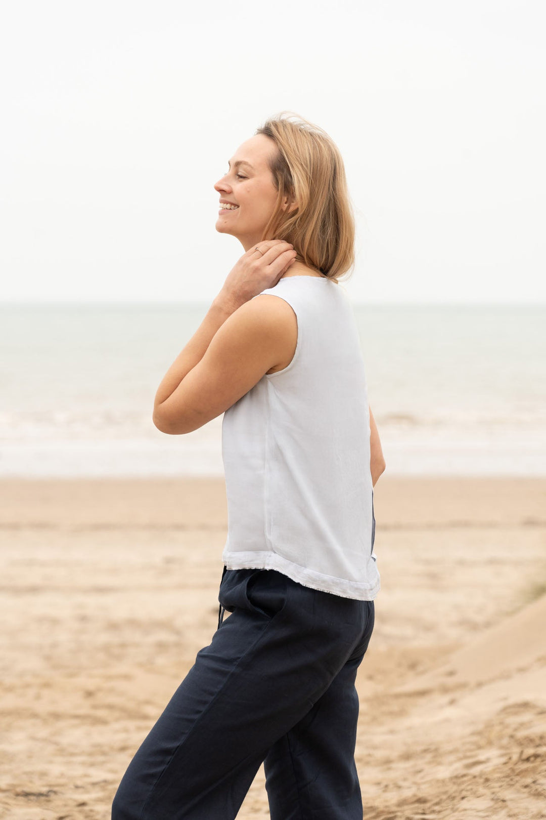 Aimie Linen Top for Women - Sky Blue