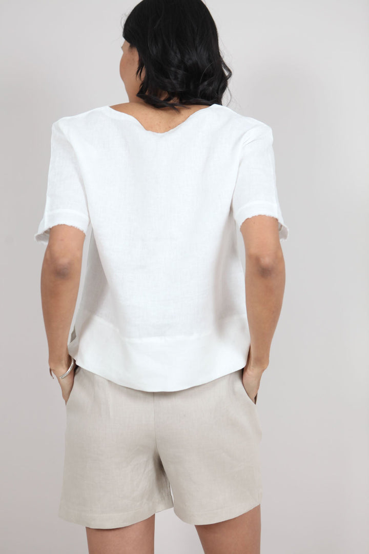 Sallie Linen Top | V-Neck Top — gallery