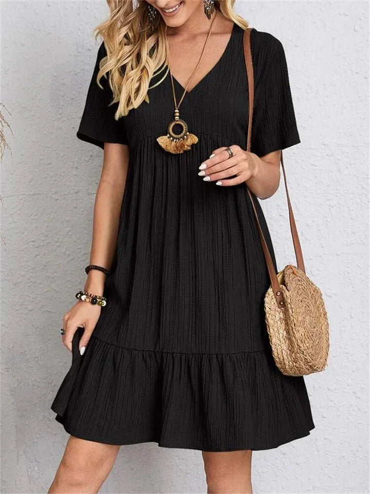 Aurelia Classic V-Neck Slim Shaping Dress for Women - Black
