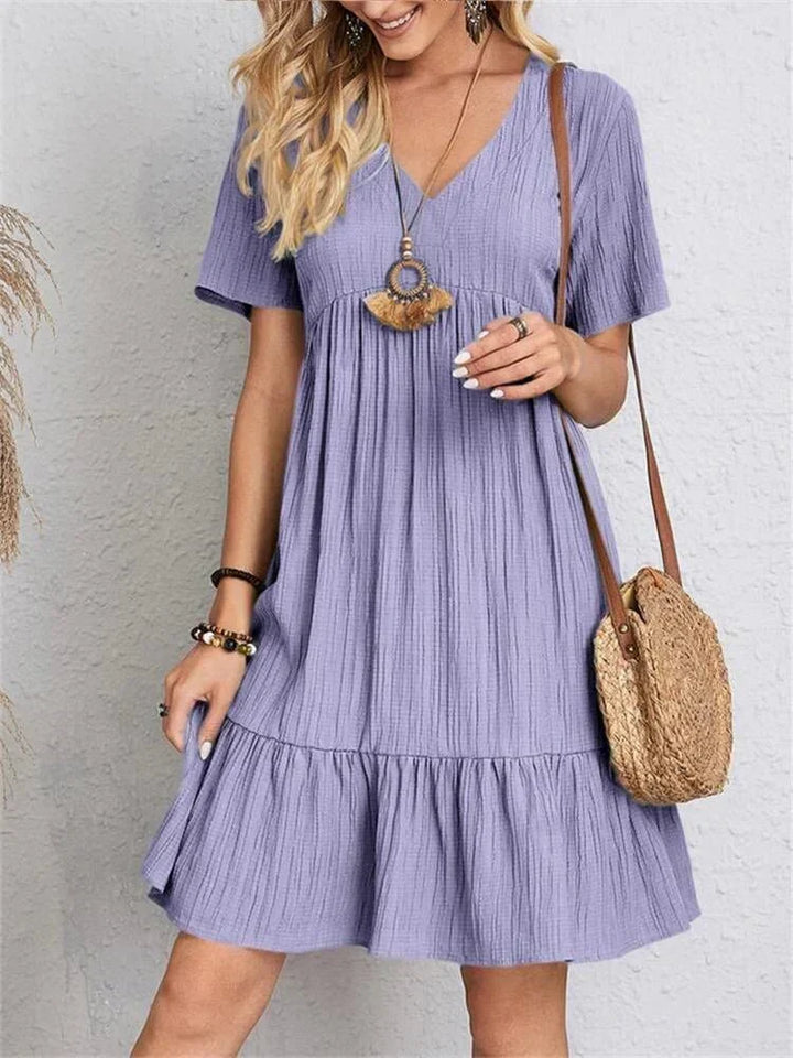 Aurelia Classic V-Neck Slim Shaping Dress for Women - Purple