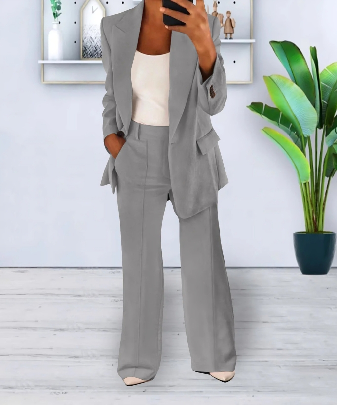Wide-Leg Trouser and Blazer Set for Women
