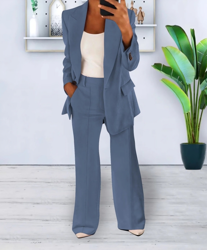Wide-Leg Trouser and Blazer Set for Women
