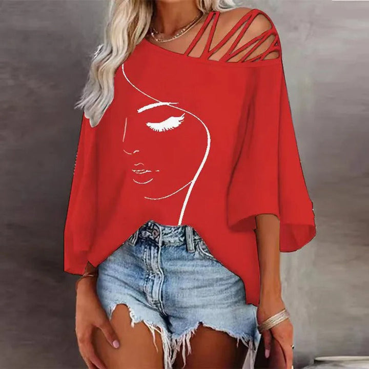 Graphic Print Blouse in a Lightweight Woven Fabric