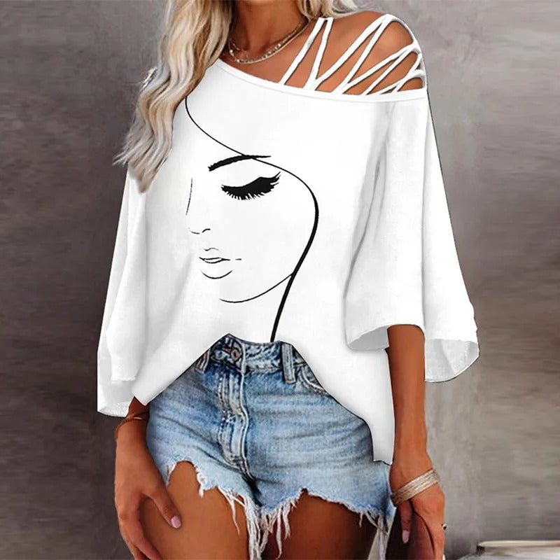 Graphic Print Blouse in a Lightweight Woven Fabric