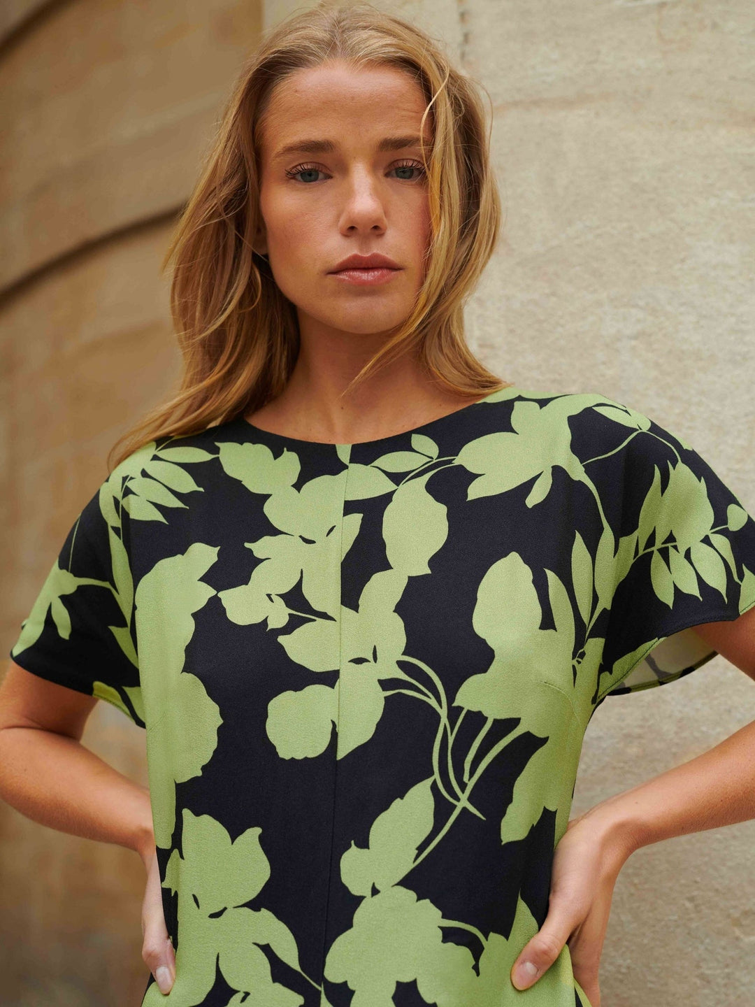 Victoria Green Floral Print Flutter Sleeve Dress — gallery