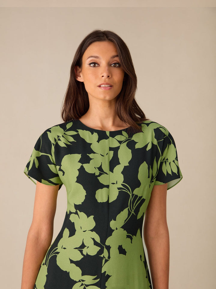 Victoria Green Floral Print Flutter Sleeve Dress — gallery