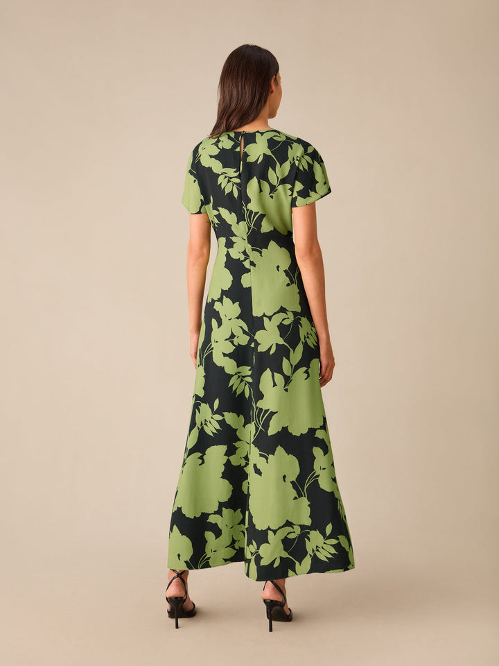 Victoria Green Floral Print Flutter Sleeve Dress — gallery