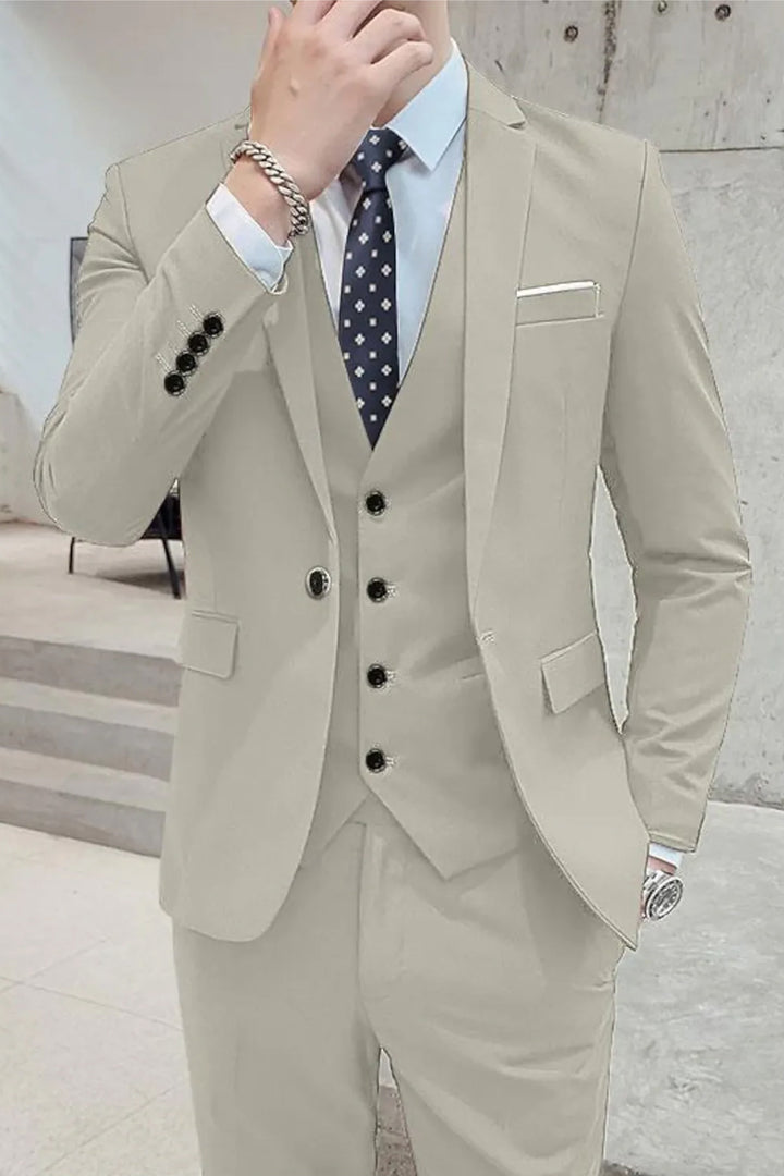 Wedding Business Formal Three-Piece Suit for Men - Beige