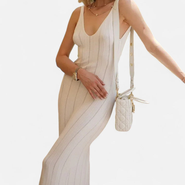 Avanti Backless Maxi Dress for Women - White