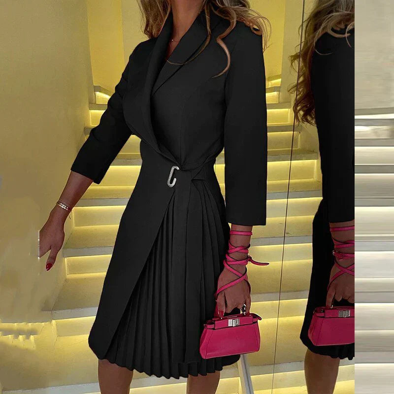 Notched Collar Blazer Dress in a Sharp Clean Line