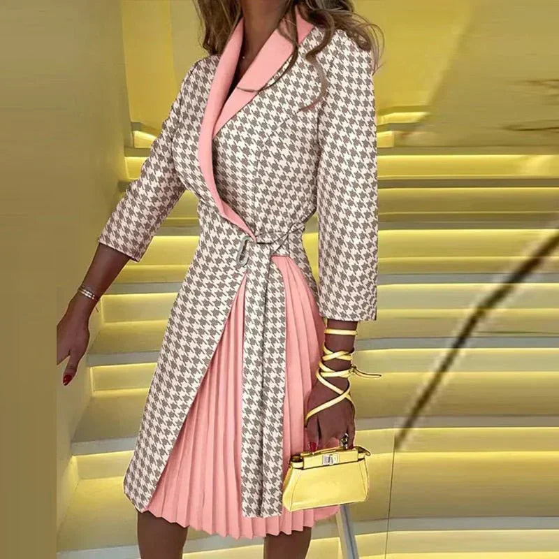 Notched Collar Blazer Dress in a Sharp Clean Line