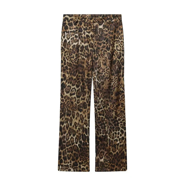 Leopard Print Blazers Outfit Straight Leg Pants Sets Trousers for Women - gallery