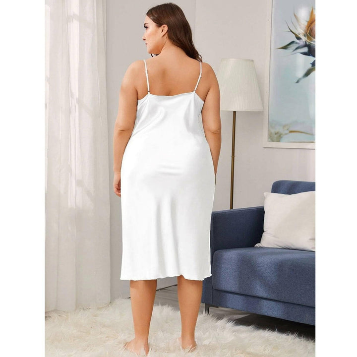 Women's Cowl Neck Plus Size Silk Nightgown Slip Dress — gallery