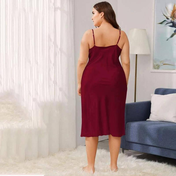 Women's Cowl Neck Plus Size Silk Nightgown Slip Dress — gallery