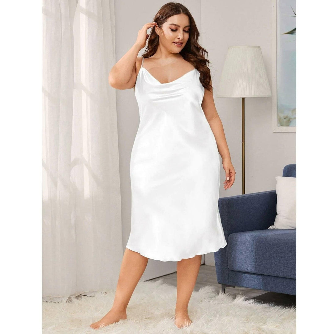 Women's Cowl Neck Plus Size Silk Nightgown Slip Dress