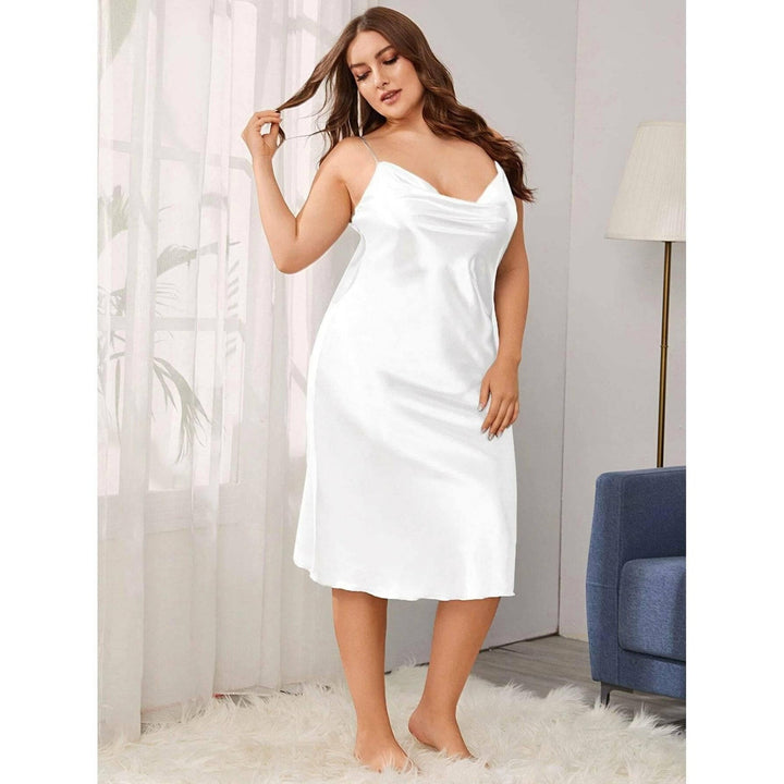 Women's Cowl Neck Plus Size Silk Nightgown Slip Dress — gallery