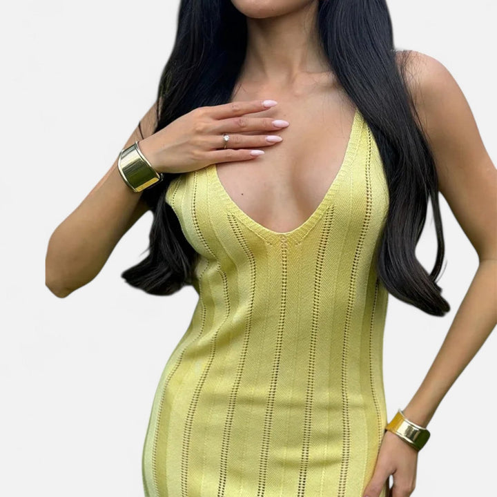 Avanti Backless Maxi Dress for Women - Yellow