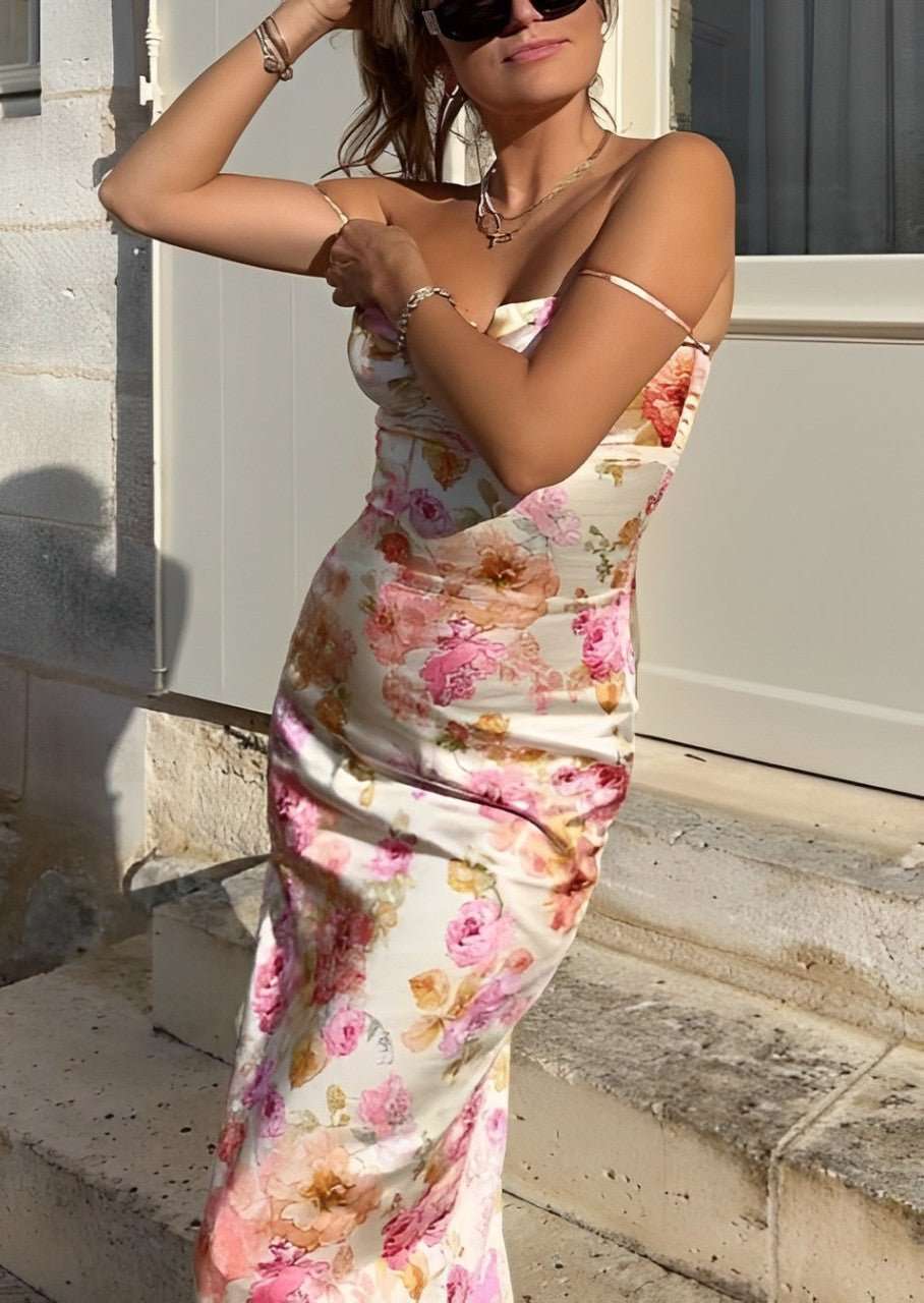 Lucy Floral Satin Maxi Dress for Women - gallery